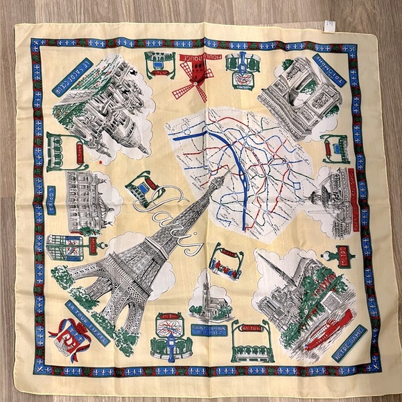 Vintage Accessories - RARE FIND Vintage Souvenir Scarf Paris